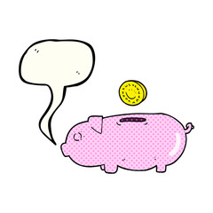 comic book speech bubble cartoon piggy bank