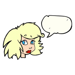 comic book speech bubble cartoon female face