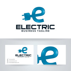 Electric energy vector logo with business card template