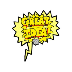 comic book speech bubble cartoon GREAT IDEA! symbol
