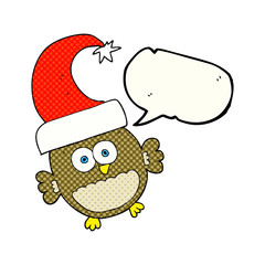 comic book speech bubble cartoon little christmas owl