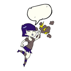 comic book speech bubble cartoon vampire girl flying