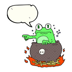 comic book speech bubble cartoon halloween toad in cauldron