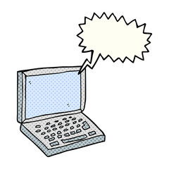 comic book speech bubble cartoon laptop computer