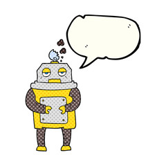 comic book speech bubble cartoon broken robot