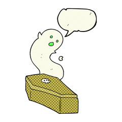 comic book speech bubble cartoon spooky coffin