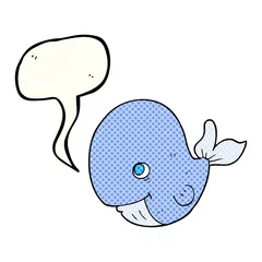 Outdoor kussens comic book speech bubble cartoon happy whale © lineartestpilot