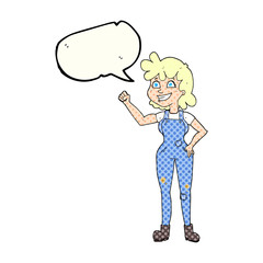comic book speech bubble cartoon determined woman clenching fist
