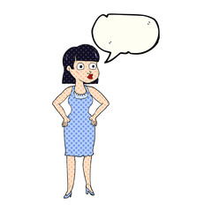 comic book speech bubble cartoon woman with hands on hips