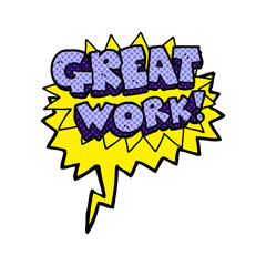 comic book speech bubble cartoon great work symbol