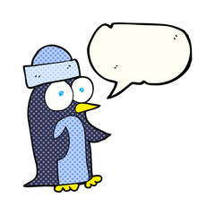 comic book speech bubble cartoon penguin