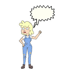 comic book speech bubble cartoon woman shaking fist