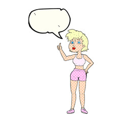comic book speech bubble cartoon happy gym woman