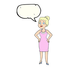 comic book speech bubble cartoon woman wearing dress