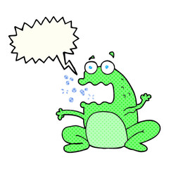 comic book speech bubble cartoon burping frog