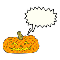 comic book speech bubble cartoon halloween pumpkin