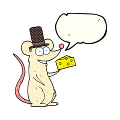 comic book speech bubble cartoon mouse with cheese