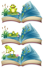 Books of frogs living in the pond