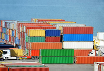 Cargo container in port