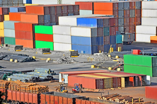 Cargo container in port