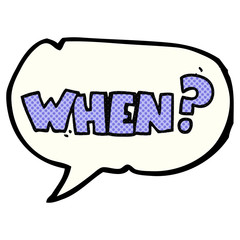 comic book speech bubble cartoon when? word