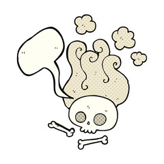 comic book speech bubble cartoon skull and bones