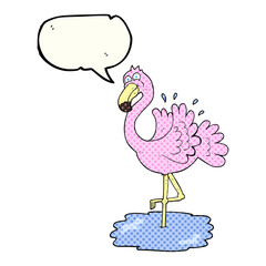 comic book speech bubble cartoon flamingo