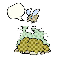 comic book speech bubble cartoon fly and manure