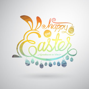 Happy Easter Greeting Card.Hand lettering.Vector illustration