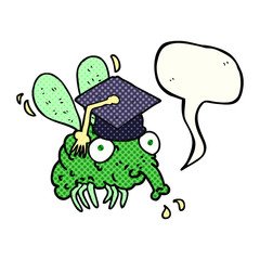 comic book speech bubble cartoon fly graduate