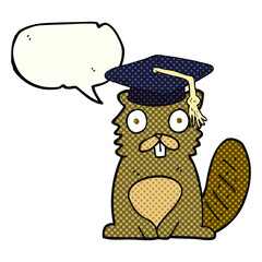 comic book speech bubble cartoon beaver graduate