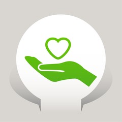 Pictograph of heart in hand