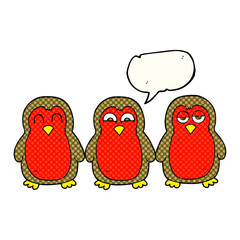 comic book speech bubble cartoon christmas robins holding hands
