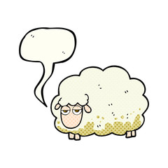 comic book speech bubble cartoon muddy winter sheep