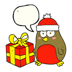 comic book speech bubble cartoon christmas robin