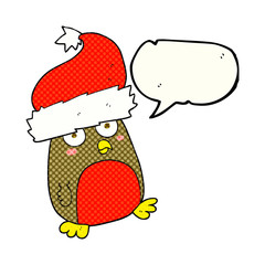 comic book speech bubble cartoon christmas robin wearing santa h
