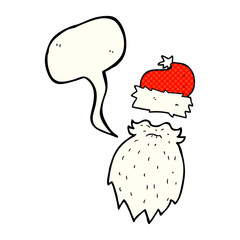 comic book speech bubble cartoon santa hat and beard