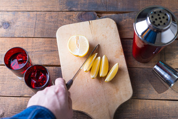 Vodka drinks with lemon and lime