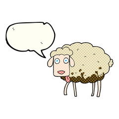 comic book speech bubble cartoon muddy sheep