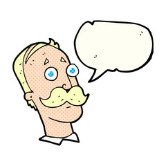 comic book speech bubble cartoon man with mustache
