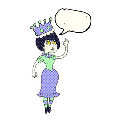 comic book speech bubble cartoon vampire queen waving