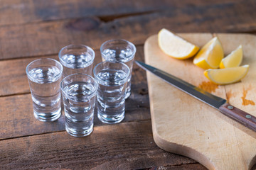 Vodka drinks with lemon and lime