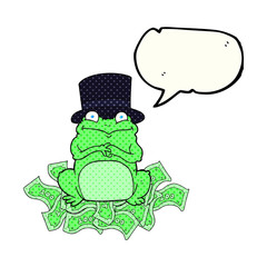 comic book speech bubble cartoon rich frog in top hat