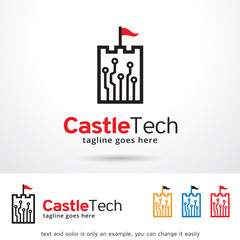 Castle Tech Logo Template Design Vector