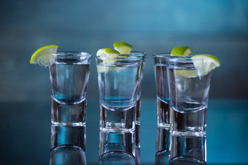 Vodka drinks with lemon and lime