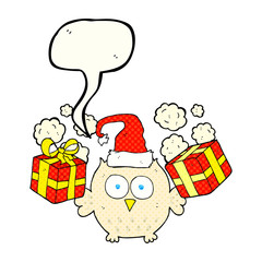 comic book speech bubble cartoon christmas owl