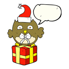 comic book speech bubble cartoon christmas owl