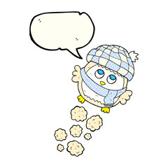 comic book speech bubble cartoon cute little owl flying