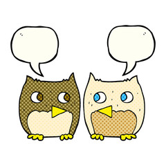 cute comic book speech bubble cartoon owls