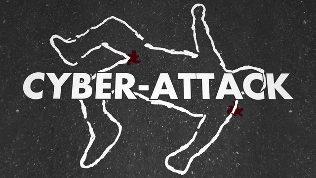 Cyber Attack Hacking Online Crime Victim Chalk Outline Body